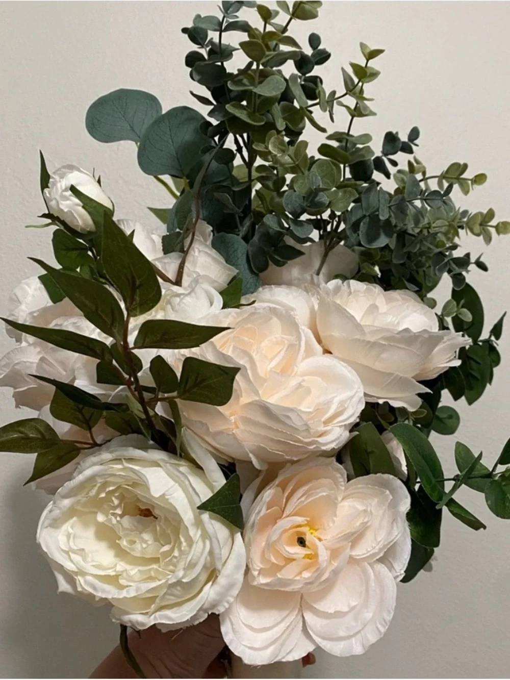 Bridal Wedding Bouquet Cream Blush White Faux Floral Greenery - NEW Final Sale